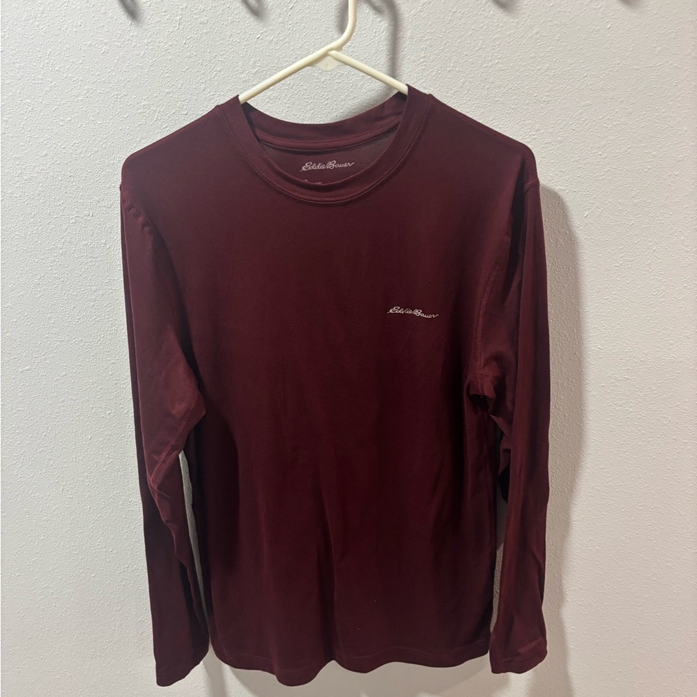 Eddie Bauer Men's Burgundy Long Sleeve Tee